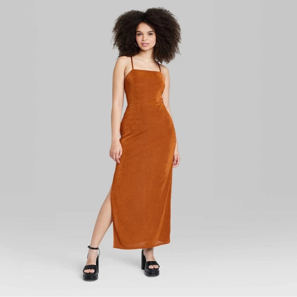 Women's Lace-Up Back Maxi Bodycon Dress - Wild Fable - Rust XXL - Picture 1 of 7